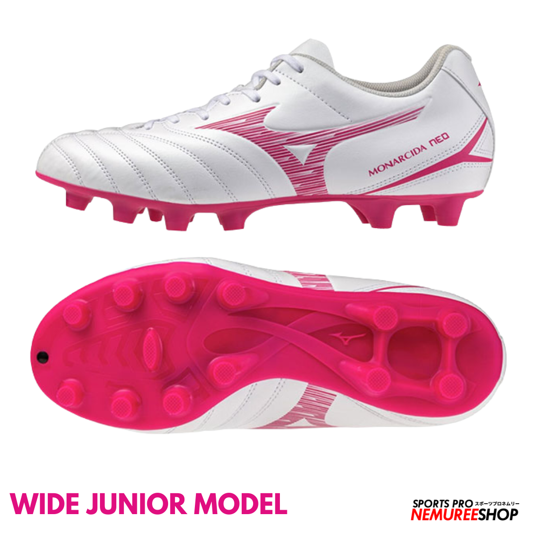 MIZUNO Football Shoes MONARCIDA NEO 3 SELECT JR WIDE (WHITE/FUCHSIA PURPLE) - Nemuree Shop - Online Sports Store