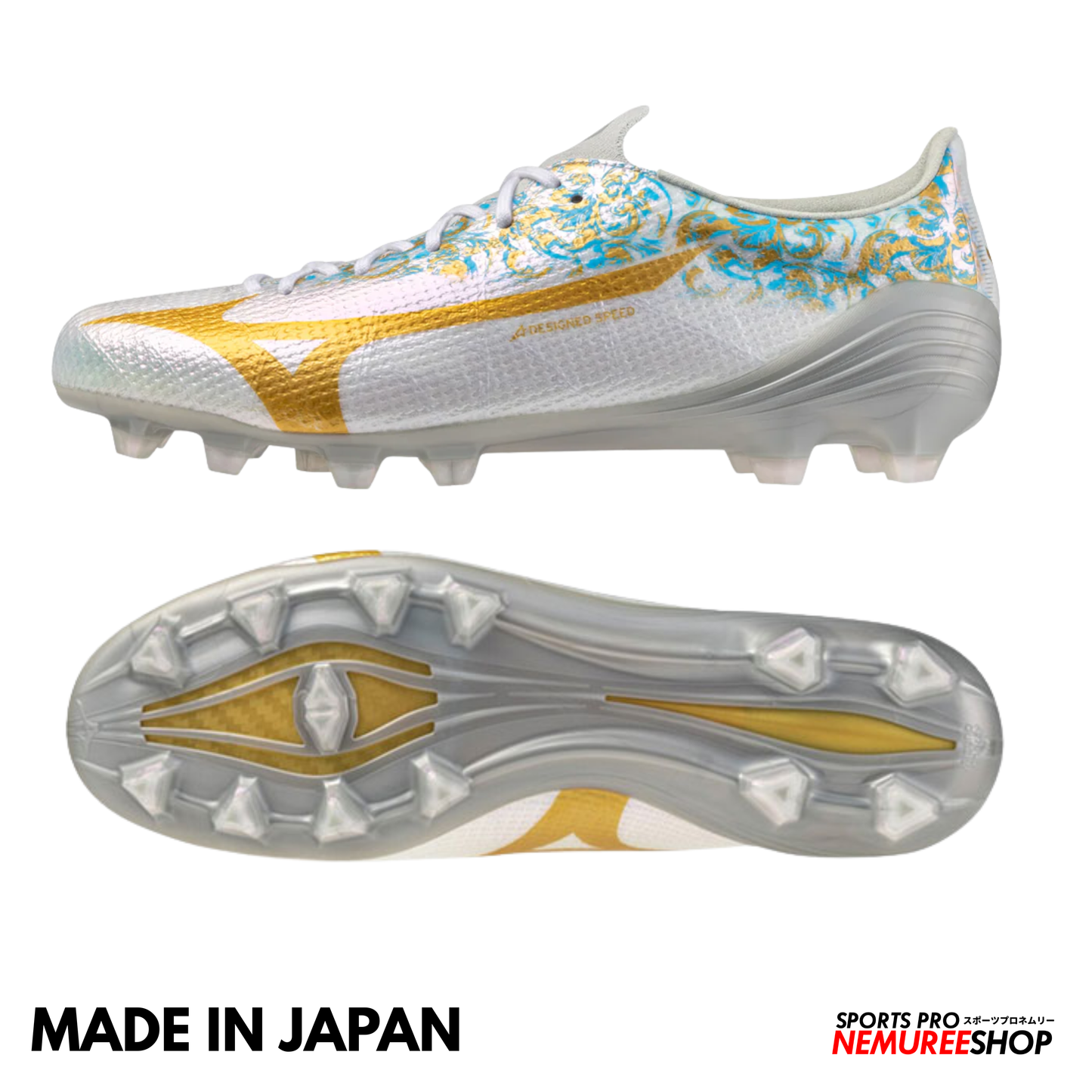 MIZUNO Football Shoes ALPHA 3 JF JAPAN (WHITE/VISUE BLUE) - Nemuree Shop - Online Sports Store