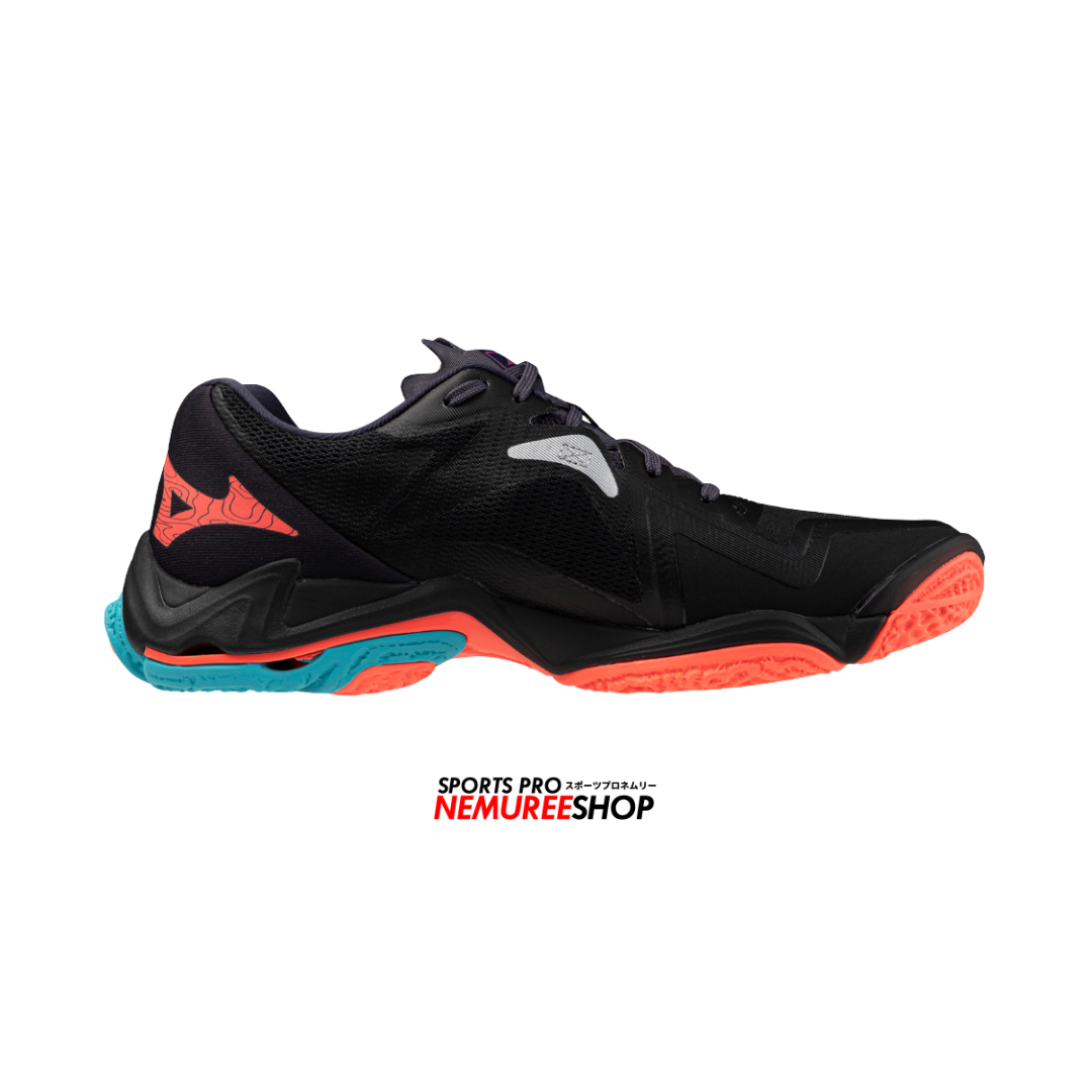 MIZUNO Volleyball Shoes WAVE LIGHTNING Z8 (BLACK/NEON FLAME/PEACOCK BLUE) - Nemuree Shop - Online Sports Store
