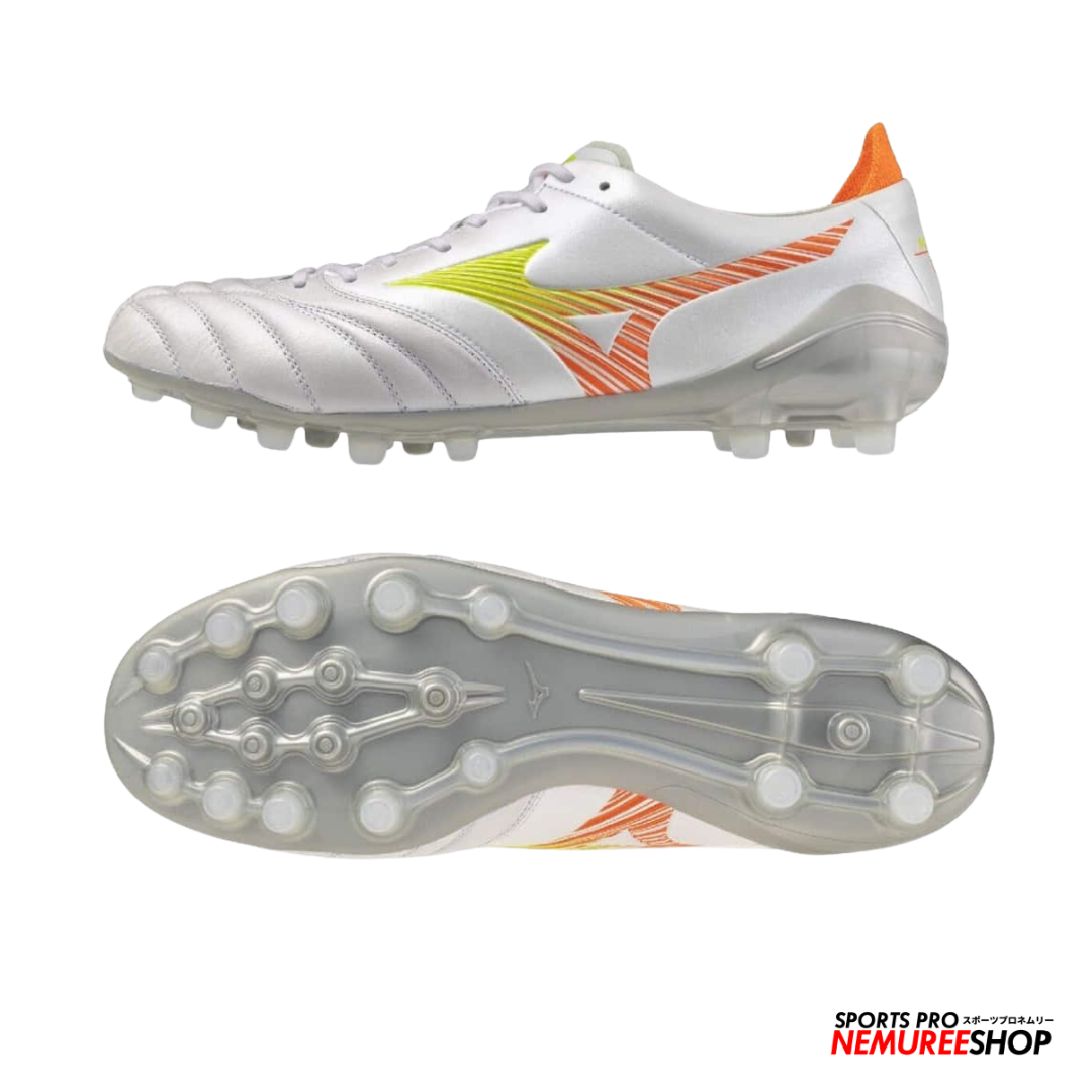 MIZUNO Football Shoes MORELIA NEO 5 ELITE AG (WHITE / LAVA ORANGE / EVENING PRIMROSE)