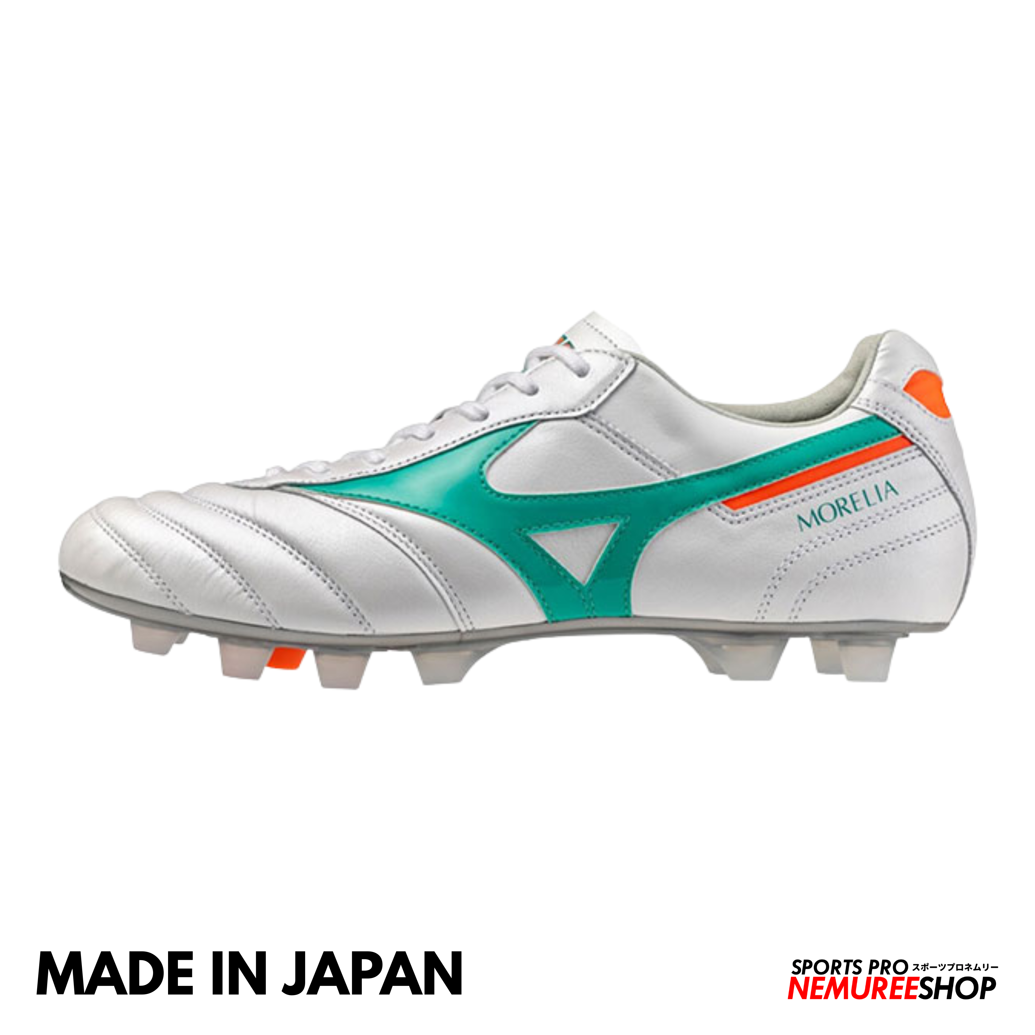 MIZUNO Football Shoes MORELIA 2 JAPAN (WHITE/ARCADIA/LAVA ORANGE