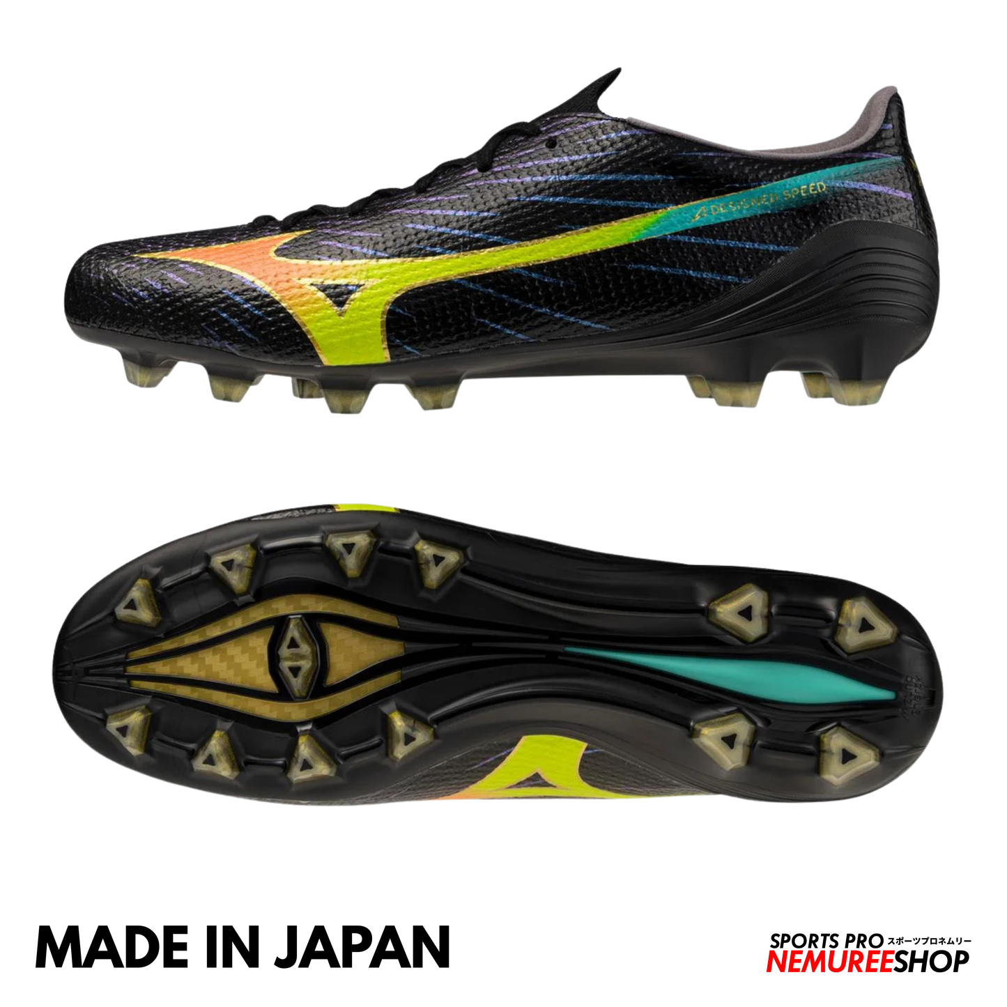 MIZUNO Football Shoes ALPHA 3 JAPAN (BLACK/LAVA ORANGE/EVENING PRIMROSE)