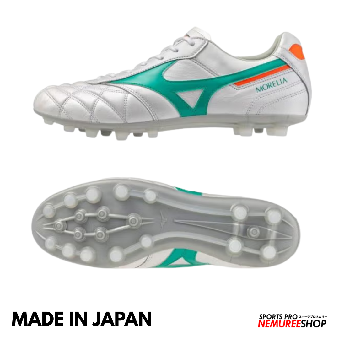 MIZUNO Soccer Shoes MORELIA 2 JAPAN AG (WHITE/ARCADIA/LAVA ORANGE)