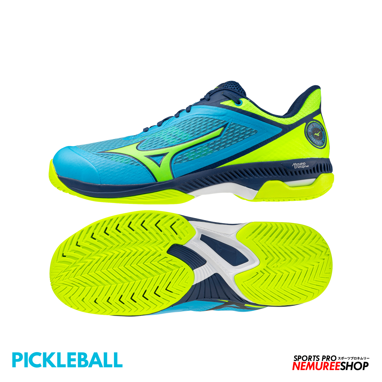 MIZUNO PickleBall Shoes WAVE STRIKE (JET BLUE / LIGHTNING YELLOW / ESTATE BLUE)