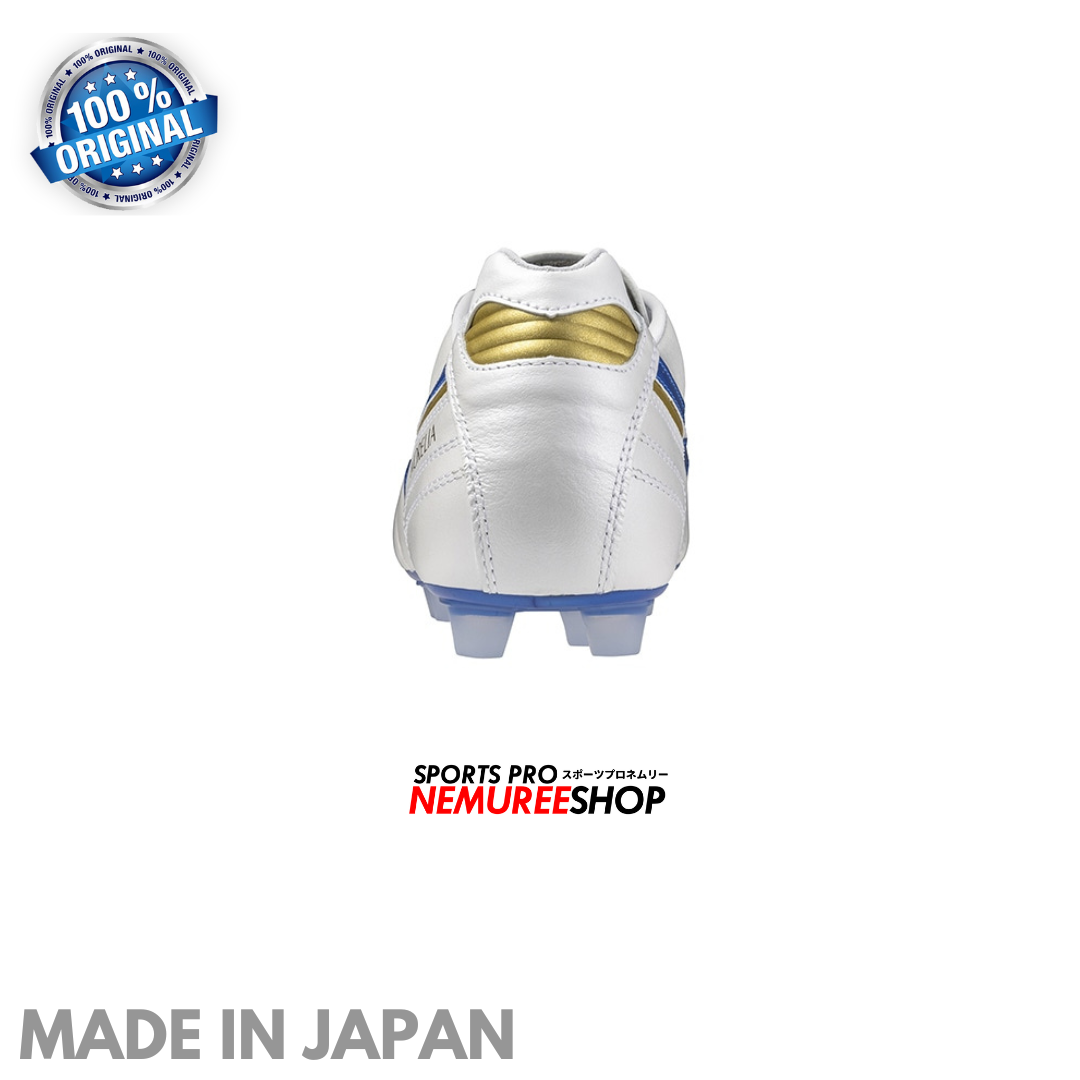 MIZUNO Football Shoes MORELIA 2 JAPAN (WHITE/LASER BLUE/GOLD) - Nemuree Shop - Online Sports Store