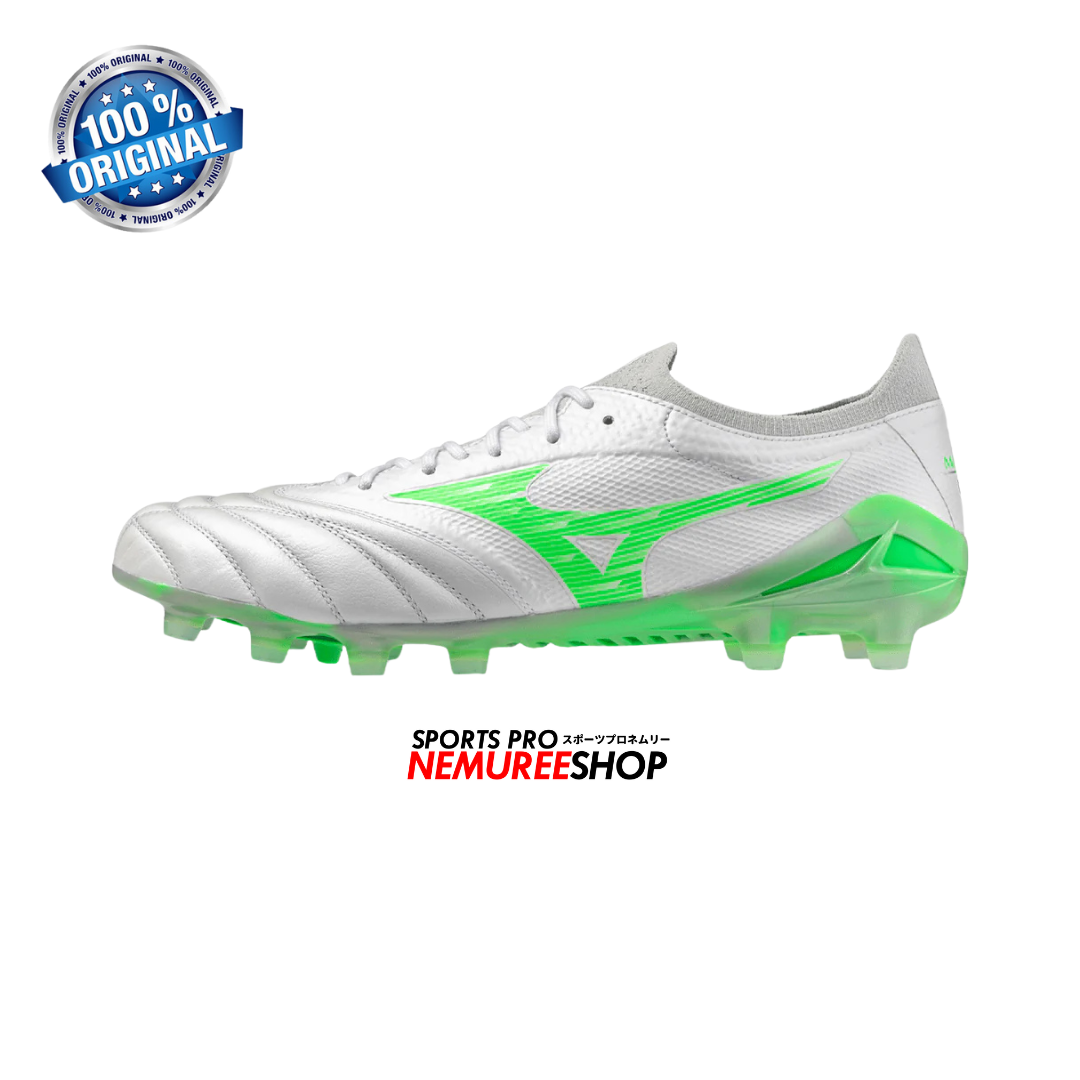 MIZUNO Football Shoes MORELIA NEO 4 BETA ELITE (WHITE/NEON GREEN/COOL GREY) - Nemuree Shop - Online Sports Store