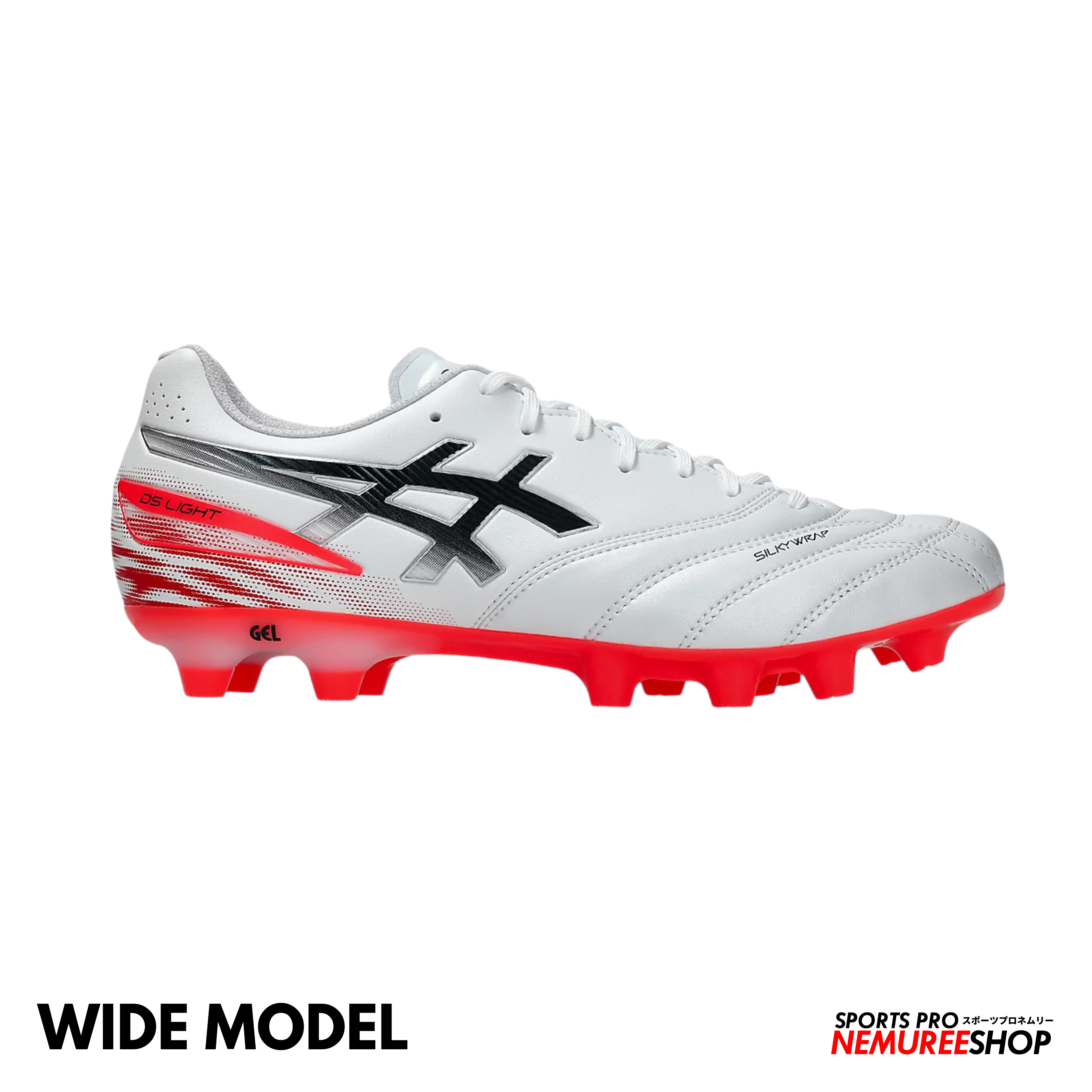 ASICS Football Shoes DS LIGHT PRO WIDE (WHITE/FLASH RED) – Nemuree