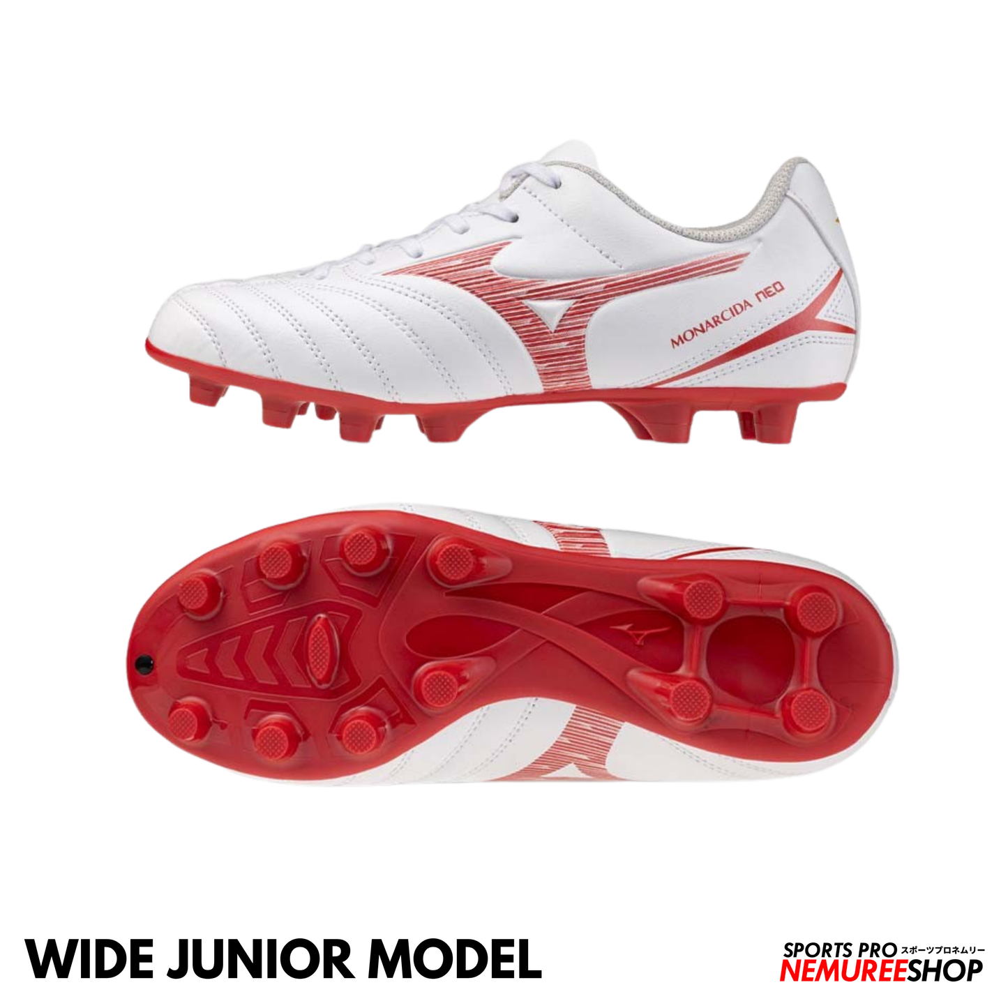 MIZUNO Football Shoes MONARCIDA NEO 3 SELECT JR WIDE (WHITE/MORELIA 40TH RED)