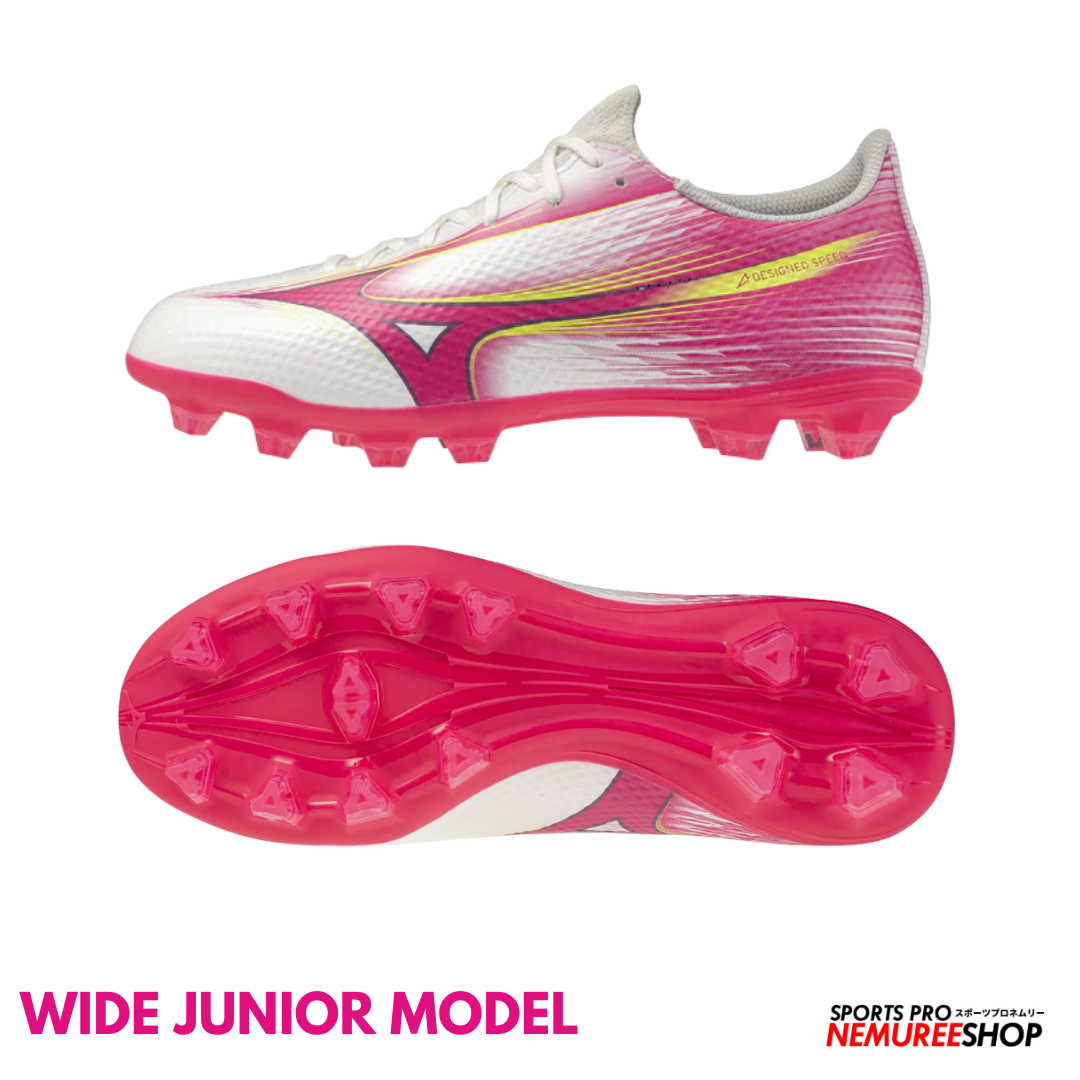 MIZUNO Football Shoes ALPHA 3 SELECT JR WIDE (WHITE/FUCHSIA PURPLE) - Nemuree Shop - Online Sports Store