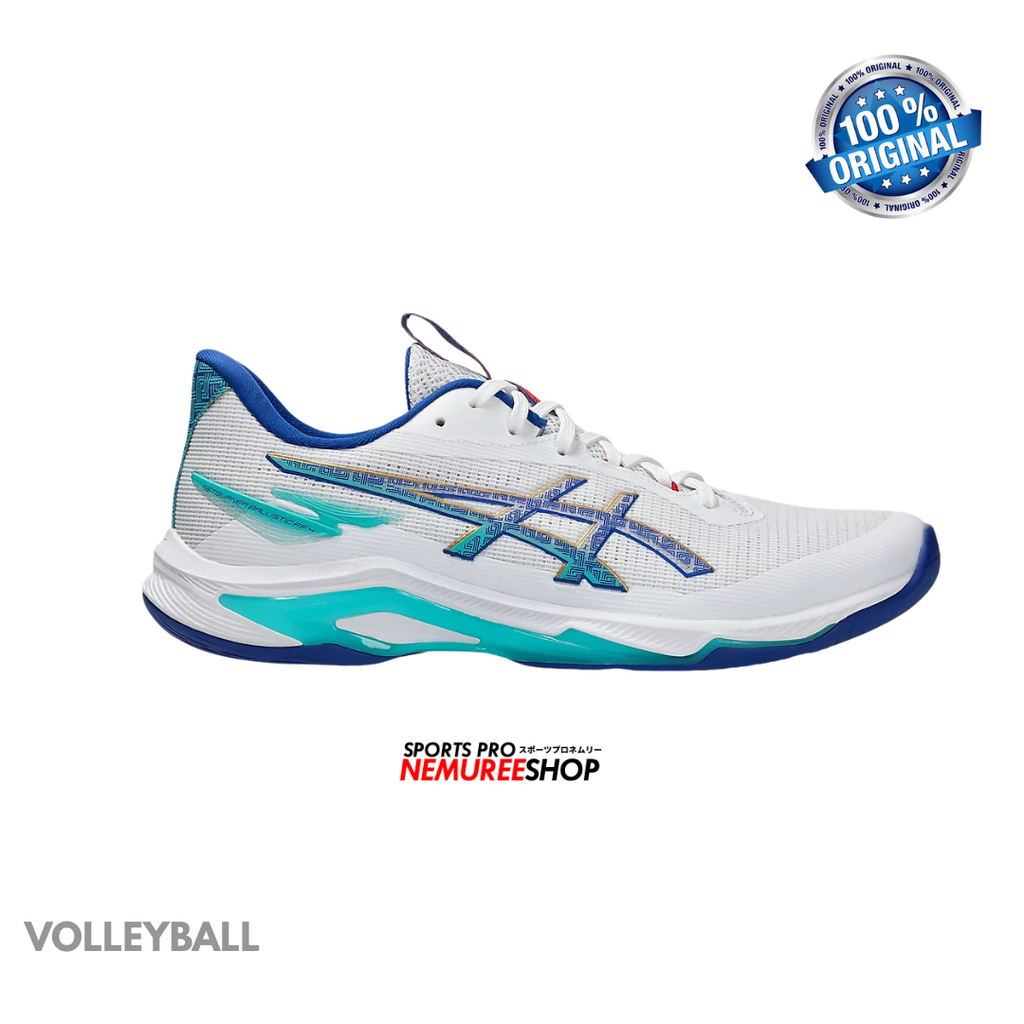 ASICS Volleyball Shoes NETBURNER BALLISTIC FF 4 (WHITE / ASICS BLUE) - Nemuree Shop - Online Sports Store