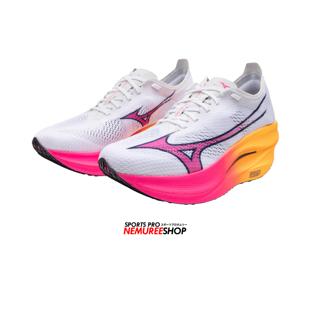 MIZUNO Running Shoes WAVE REBELLION PRO 3 (WHITE / PINK TETRA / TANG ORANGE) - Nemuree Shop - Online Sports Store