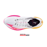 MIZUNO Running Shoes WAVE REBELLION FLASH 3 (WHITE / PINK TETRA / TANG ORANGE)