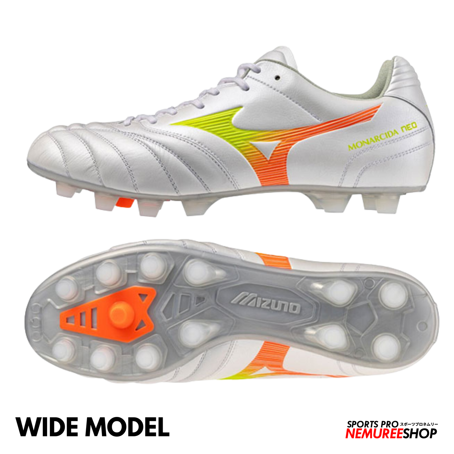 MIZUNO Football Shoes MONARCIDA NEO 3 WIDE ELITE (WHITE / EVENING PRIMROSE / LAVA ORANGE)