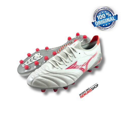 MIZUNO Soccer Shoes MORELIA NEO 4 BETA ELITE (WHITE/RADIANT RED) - Nemuree Shop - Online Sports Store