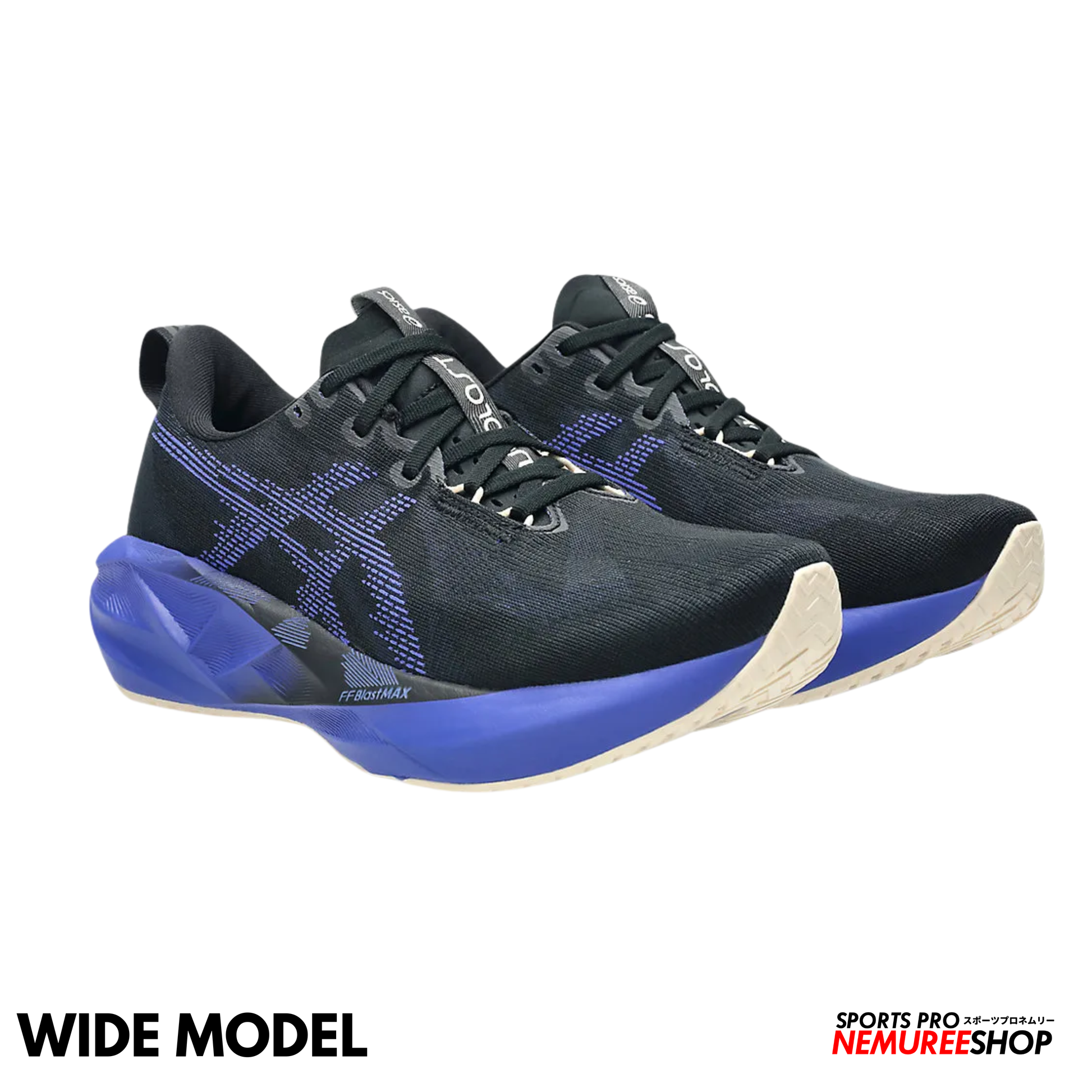 ASICS Running Shoes NOVABLAST 5 WIDE (BLACK/COBALT BURST) - Nemuree Shop - Online Sports Store