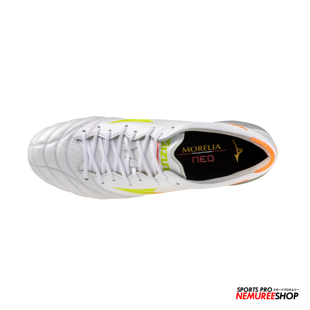 MIZUNO Football Shoes MORELIA NEO 5 ELITE AG (WHITE / LAVA ORANGE / EVENING PRIMROSE)