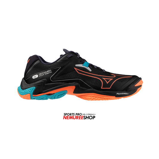 MIZUNO Volleyball Shoes WAVE LIGHTNING Z8 (BLACK/NEON FLAME/PEACOCK BLUE) - Nemuree Shop - Online Sports Store