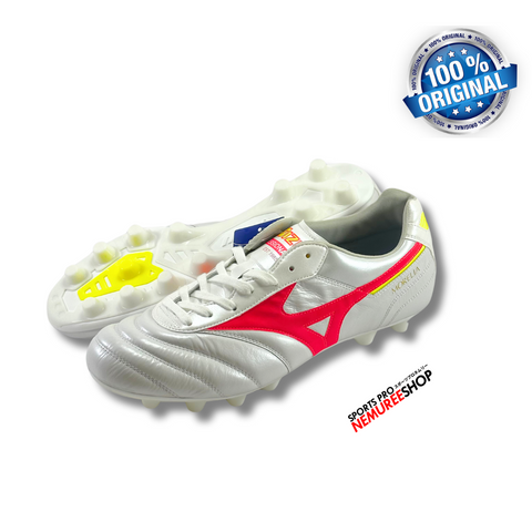 MIZUNO Soccer Shoes MORELIA 2 ELITE (WHITE/FIERY CORAL 2/BOLT 2) - Nemuree Shop - Online Sports Store