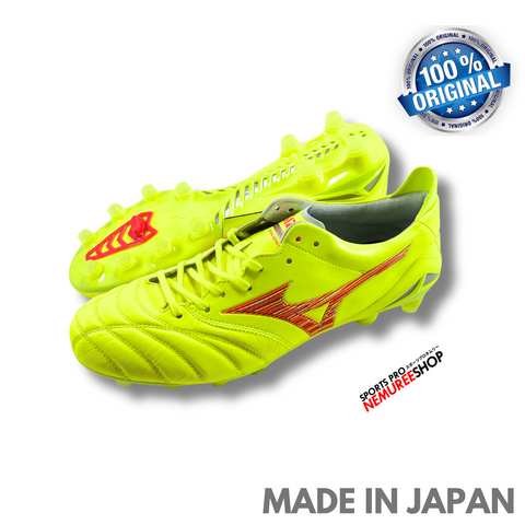 MIZUNO Soccer Shoes MORELIA NEO 4 JAPAN (SAFETY YELLOW/FIERY CORAL 2/SAFETY YELLOW) - Sports Pro Nemuree Shop - Online Sports Store