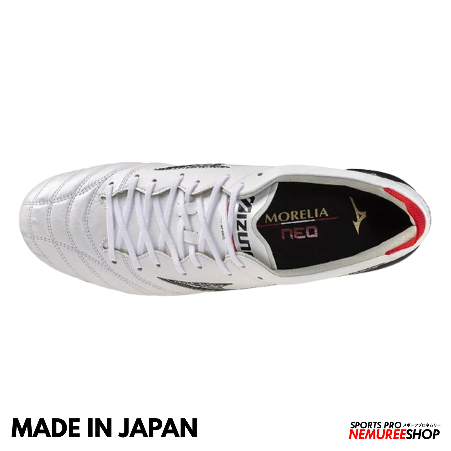 MIZUNO Football Shoes MORELIA NEO 5 JAPAN (WHITE/BLACK/CHINESE RED)