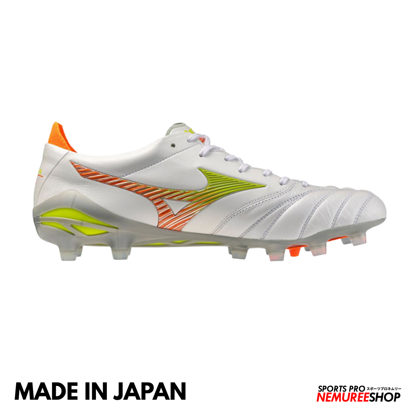MIZUNO Football Shoes MORELIA NEO 5 JAPAN (WHITE/EVENING PRIMROSE/LAVA ORANGE)