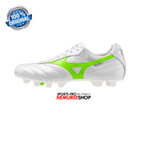 MIZUNO Football Shoes MORELIA 2 ELITE (WHITE/NEON GREEN/GALAXY SILVER) - Nemuree Shop - Online Sports Store