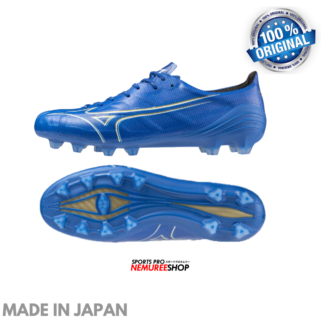 MIZUNO Football Shoes ALPHA JAPAN ( LASER BLUE/WHITE/GOLD ) - Nemuree Shop - Online Sports Store