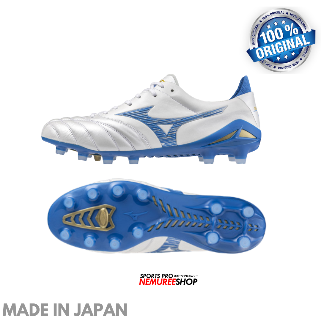 MIZUNO Football Shoes MORELIA NEO 4 JAPAN (WHITE/LASER BLUE/LASER BLUE) - Nemuree Shop - Online Sports Store