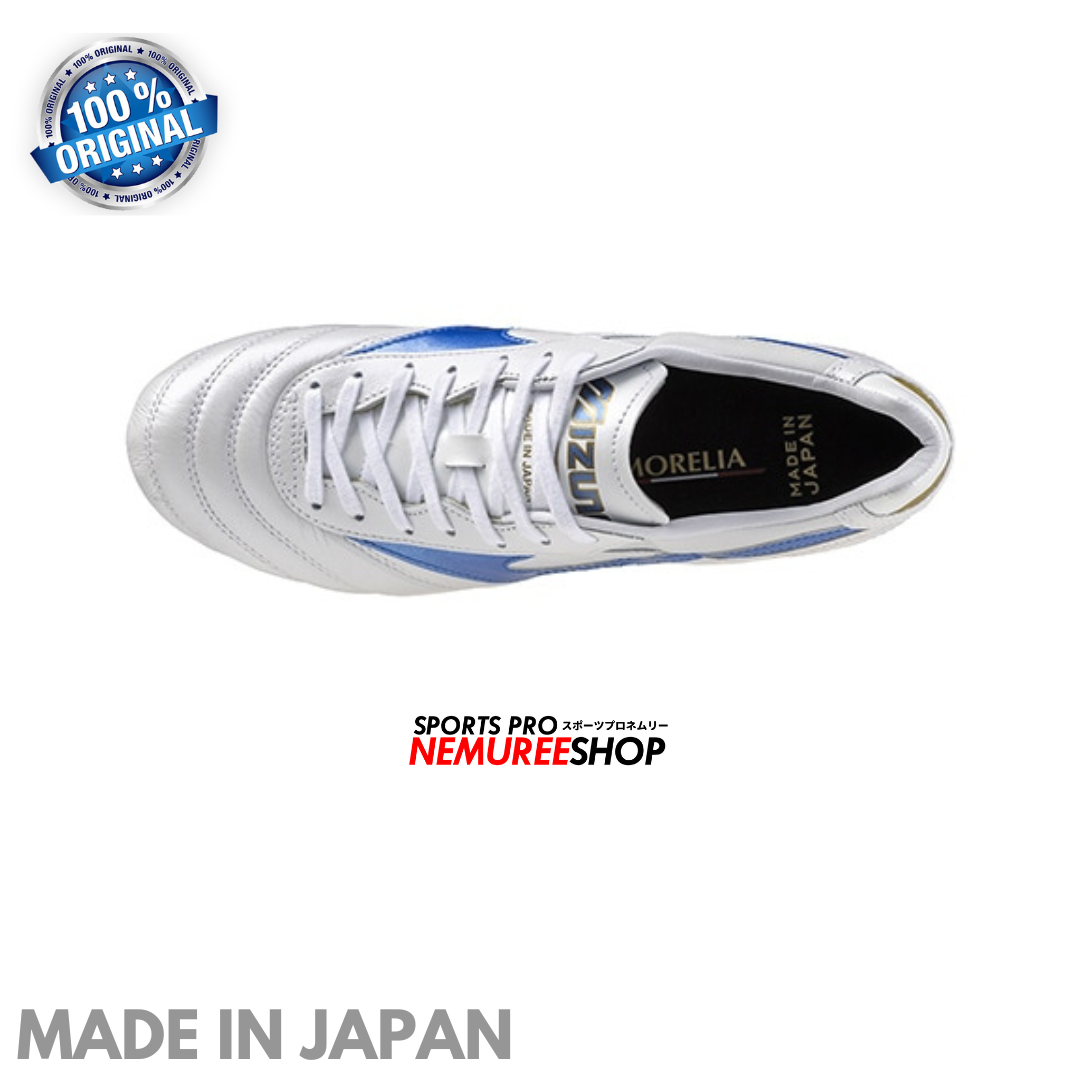 MIZUNO Football Shoes MORELIA 2 JAPAN (WHITE/LASER BLUE/GOLD) - Nemuree Shop - Online Sports Store