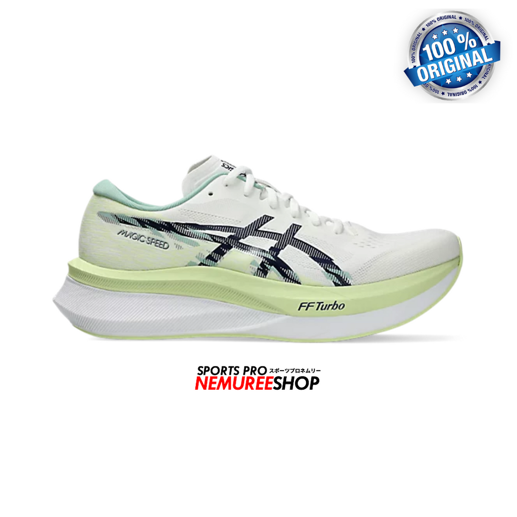 男女兼用 ASICS Running Shoes MAGIC SPEED 4 (WHITE/BLUE EXPANSE ウォーキング・ランニングウェア