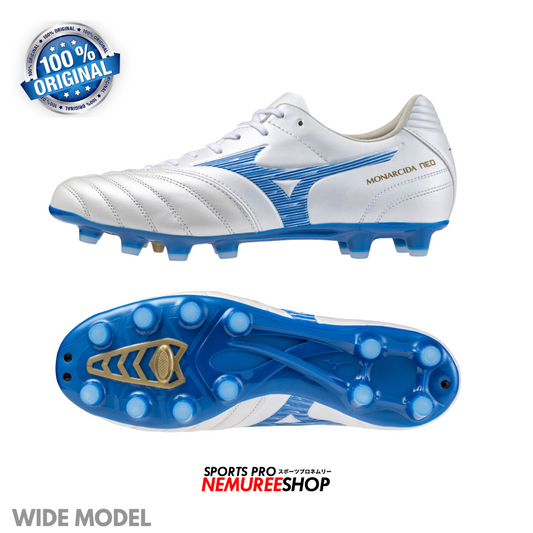 MIZUNO Football Shoes MONARCIDA NEO 3 WIDE PRO (WHITE/LASER BLUE) - Nemuree Shop - Online Sports Store