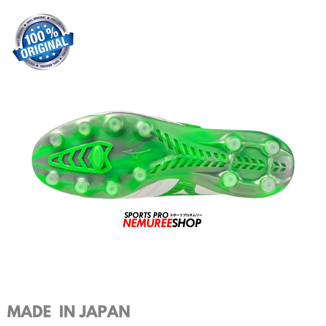 MIZUNO Football Shoes MORELIA NEO 4 JAPAN (WHITE/NEON GREEN/COOL GREY) - Nemuree Shop - Online Sports Store
