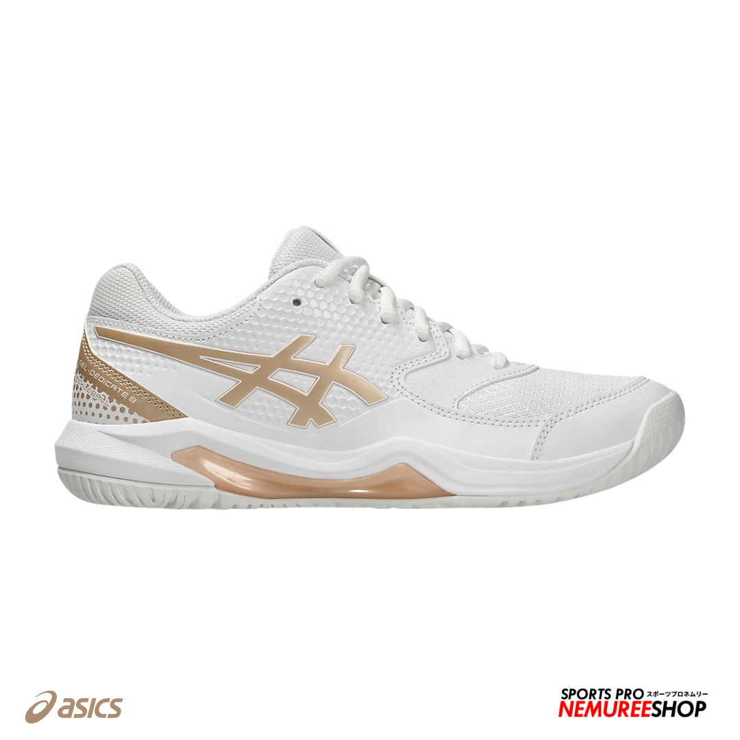 ASICS Women's Pickleball Shoes GEL - DEDICATE 8 PICKLEBALL (WHITE/CHAMPAGNE)