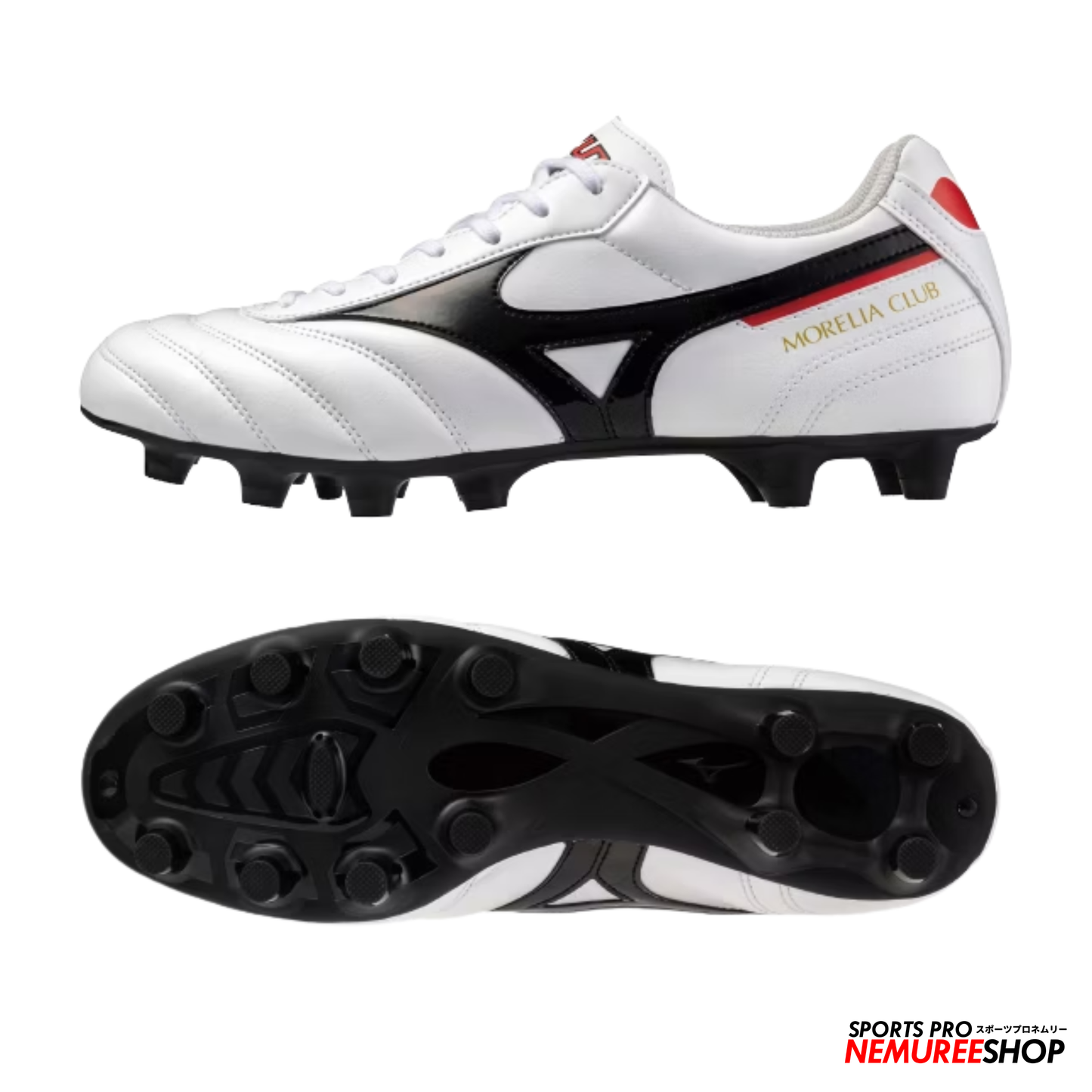 MIZUNO Football Shoes MORELIA 2 CLUB (WHITE/BLACK/CHINESE RED)