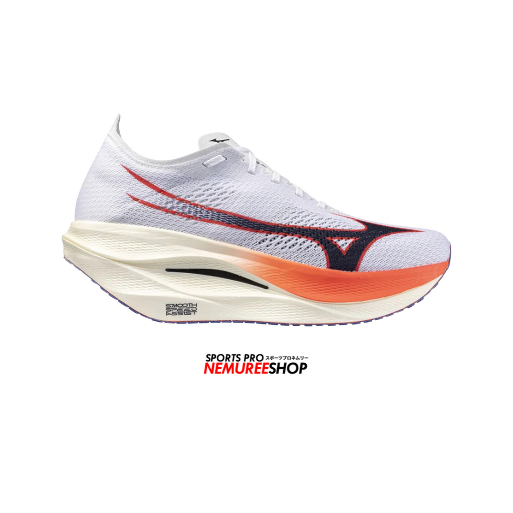 MIZUNO Running Shoes WAVE REBELLION PRO 3 (WHITE / BARINOTE BLUE / FIERY CORAL)