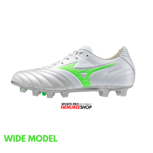 MIZUNO Football Shoes MONARCIDA NEO 3 WIDE PRO (WHITE / NEON GREEN) - Nemuree Shop - Online Sports Store