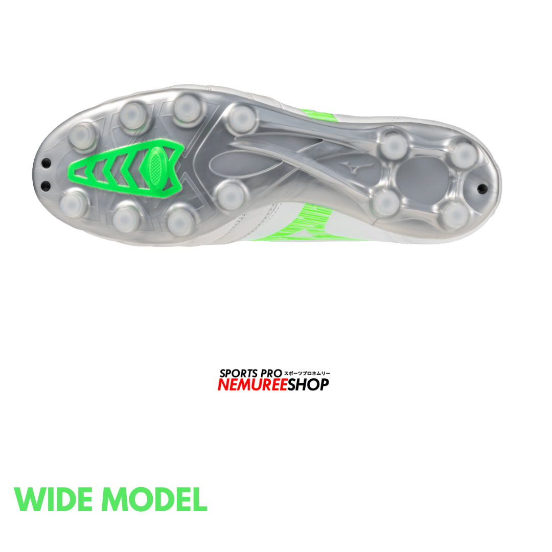 MIZUNO Football Shoes MONARCIDA NEO 3 WIDE PRO (WHITE / NEON GREEN) - Nemuree Shop - Online Sports Store