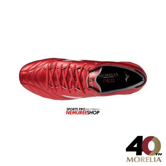 MIZUNO Football Shoes MORELIA NEO 4 ELITE (MORELIA 40TH RED/WHITE/BLACK) - Nemuree Shop - Online Sports Store