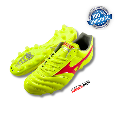 MIZUNO Soccer Shoes MORELIA 2 PRO (SAFETY YELLOW/FIERY CORAL 2) - Sports Pro Nemuree Shop - Online Sports Store