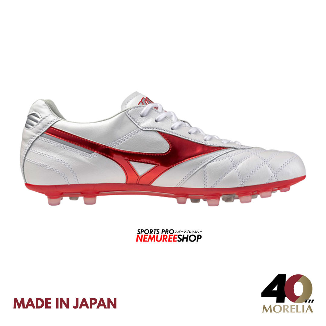 MIZUNO Soccer Shoes MORELIA 2 AG JAPAN  (WHITE/MORELIA 40TH RED) - Nemuree Shop - Online Sports Store