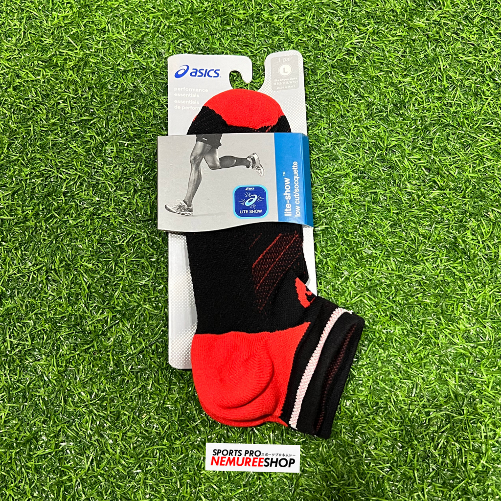 ASICS Accessories LITE-SHOW LOW CUT RUNNING SOCKS (RED/BLACK) - Sports Pro Nemuree Shop - Online Sports Store