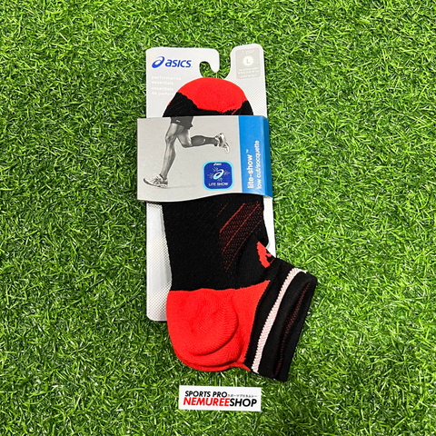 ASICS Accessories LITE-SHOW LOW CUT RUNNING SOCKS (RED/BLACK) - Sports Pro Nemuree Shop - Online Sports Store