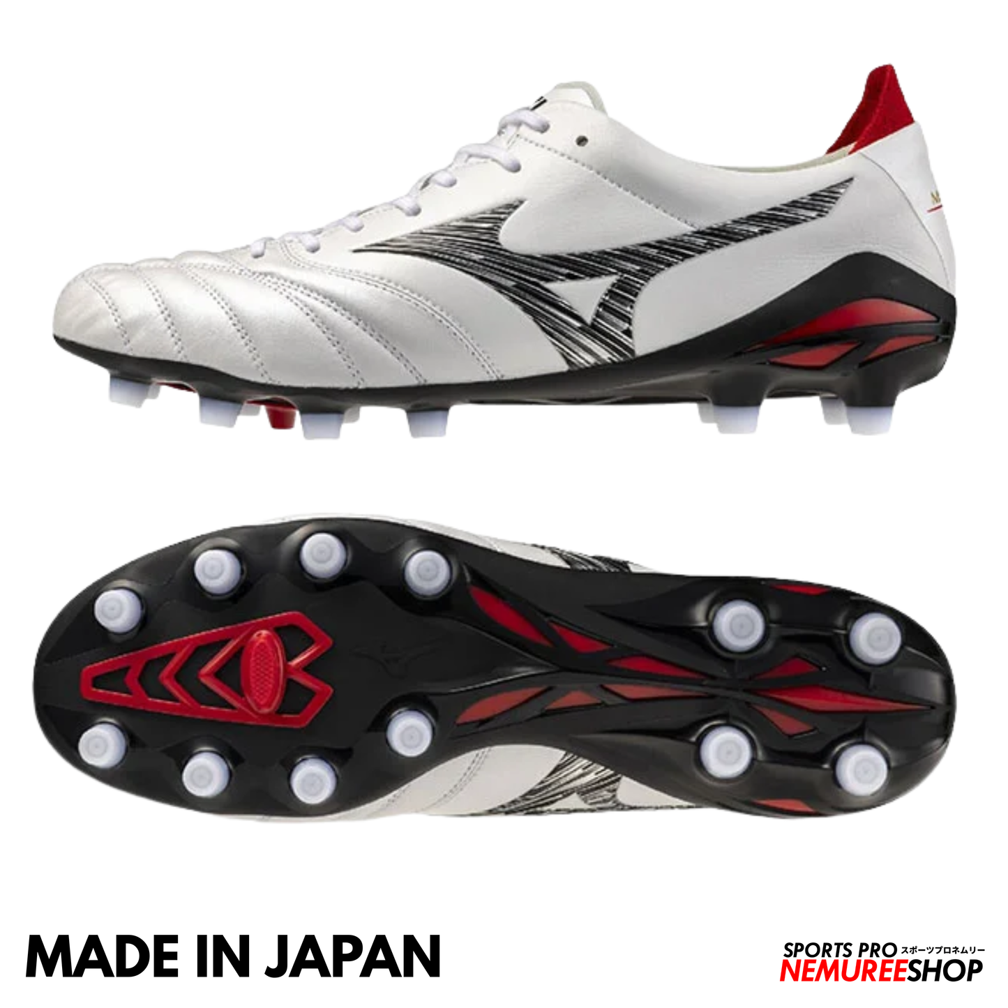 MIZUNO Football Shoes MORELIA NEO 5 JAPAN (WHITE/BLACK/CHINESE RED)