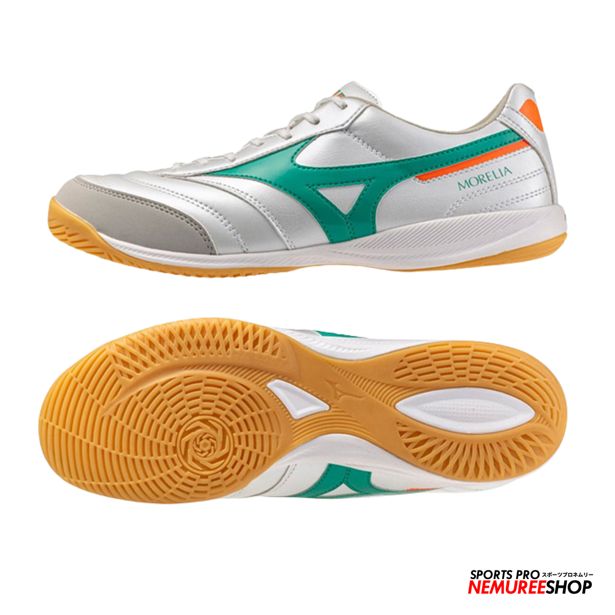 MIZUNO Futsal Shoes MORELIA SALA PRO IN (WHITE/ARCADIA/LAVA ORANGE MIZUNO Futsal Shoes MORELIA SALA PRO IN (WHITE/ARCADIA/LAVA ORANGE