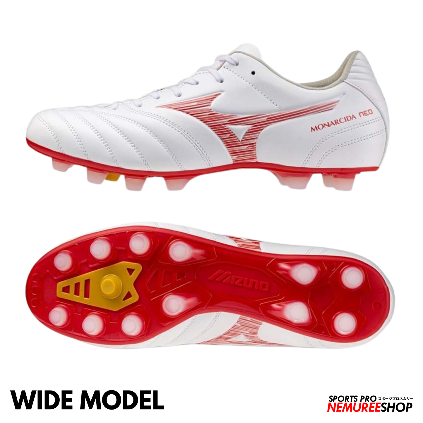 MIZUNO Football Shoes MONARCIDA NEO 3 WIDE PRO (WHITE/MORELIA 40TH RED)
