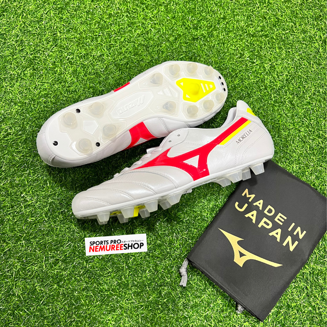 MIZUNO Soccer Shoes MORELIA 2 JAPAN (WHITE/FIERY CORAL 2/BOLT 2)