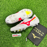 MIZUNO Soccer Shoes MORELIA 2 JAPAN (WHITE/FIERY CORAL 2/BOLT 2) - Sports Pro Nemuree Shop - Online Sports Store