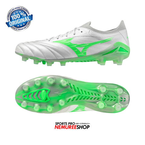 MIZUNO Football Shoes MORELIA NEO 4 BETA ELITE (WHITE/NEON GREEN/COOL GREY) - Nemuree Shop - Online Sports Store