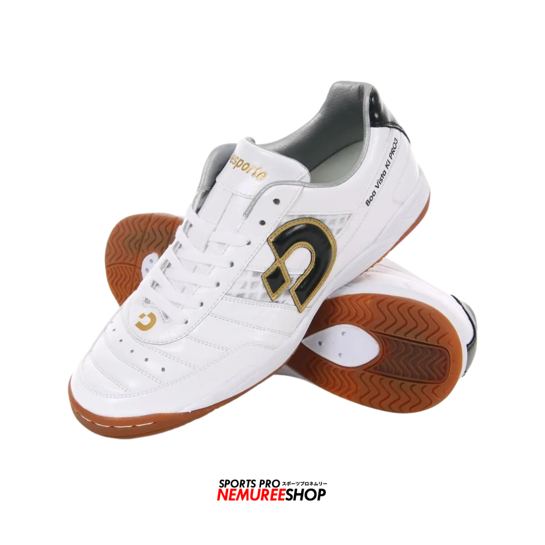 DESPORTE Futsal Shoes BOA VISTA KI PRO 3 (WHITE/BLACK/GOLD) - Nemuree Shop - Online Sports Store