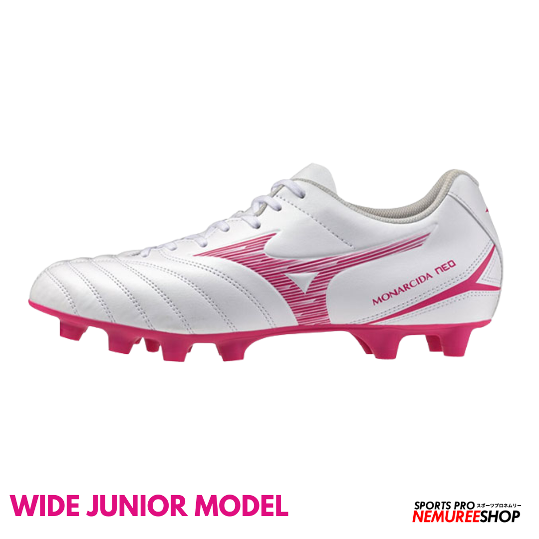 MIZUNO Football Shoes MONARCIDA NEO 3 SELECT JR WIDE (WHITE/FUCHSIA PURPLE) - Nemuree Shop - Online Sports Store